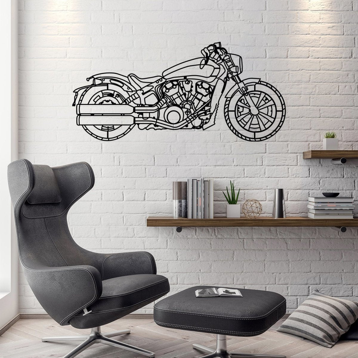 2021 Scout Bobber Metal Motorcycle Silhouette Wall Art - Image 6