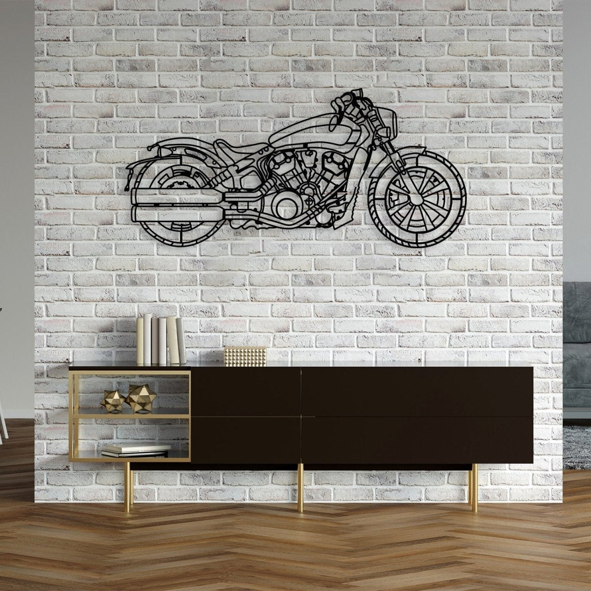 2021 Scout Bobber Metal Motorcycle Silhouette Wall Art - Image 2