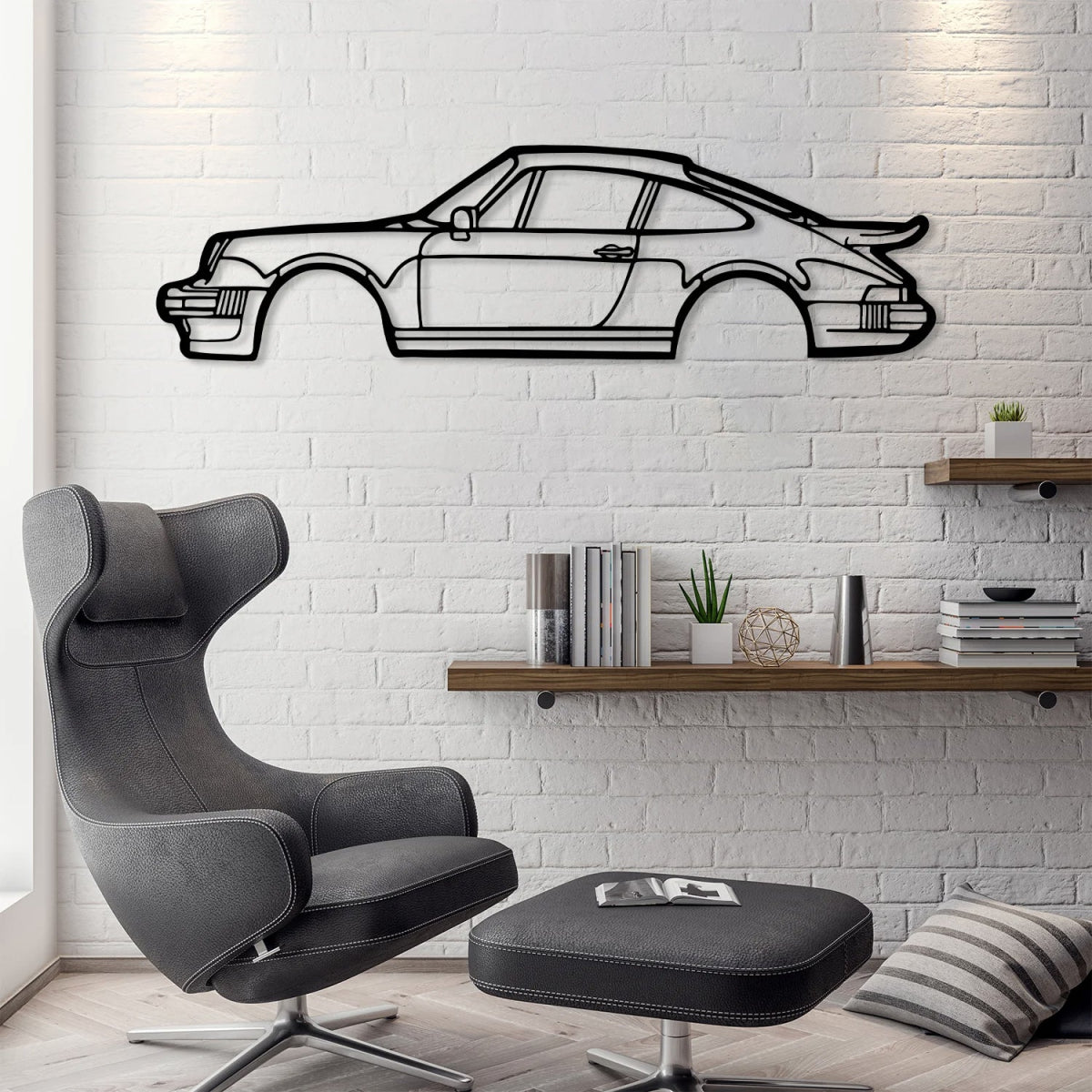 911 Turbo 930 Metal Car Silhouette Wall Art - Image 2