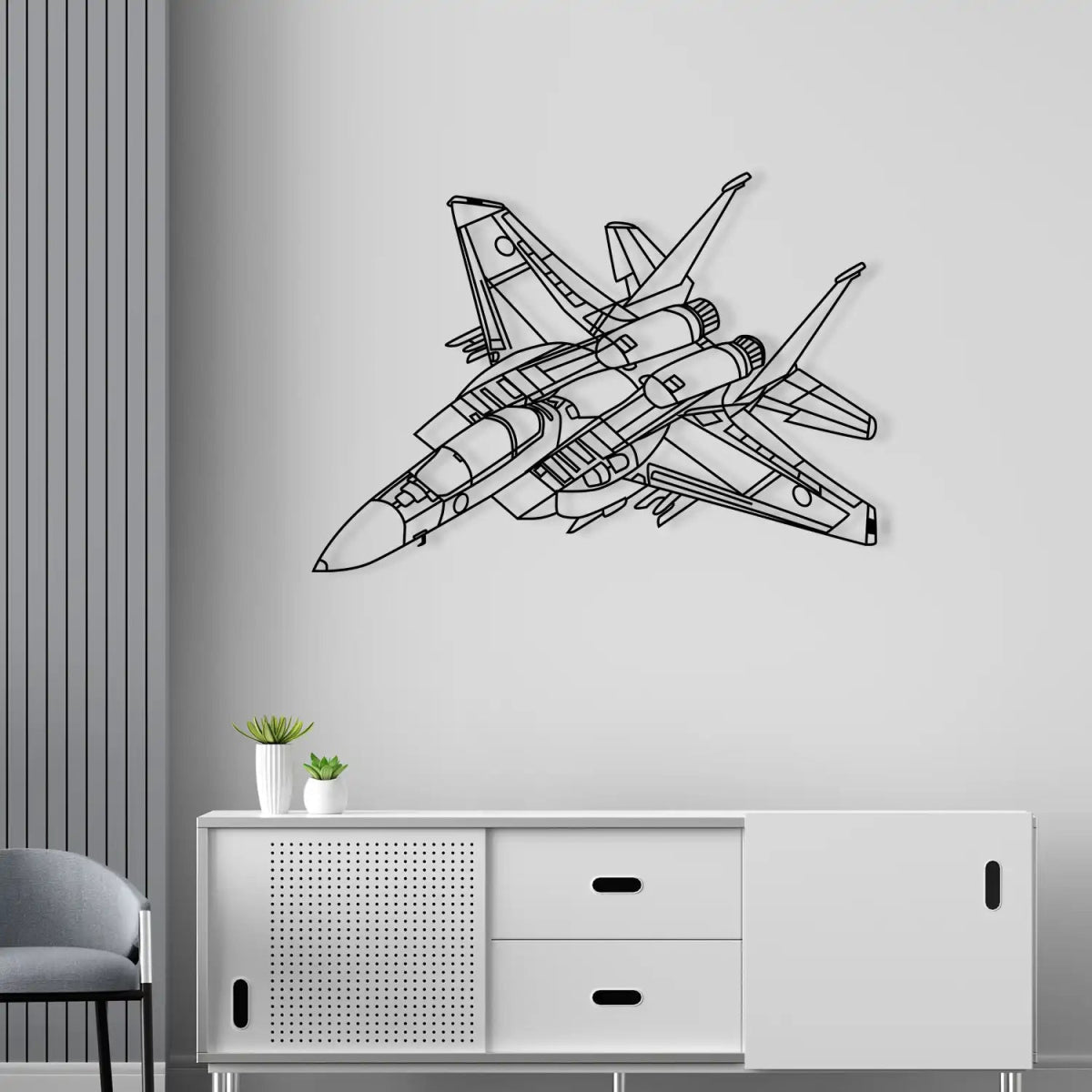Air Force Jet Wireframe Metal Wall Art - Image 5