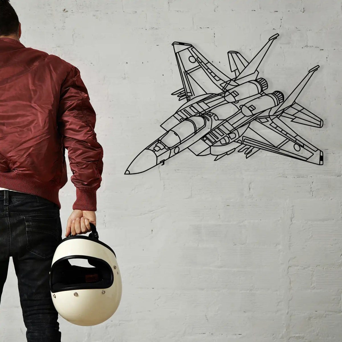 Air Force Jet Wireframe Metal Wall Art - Image 3