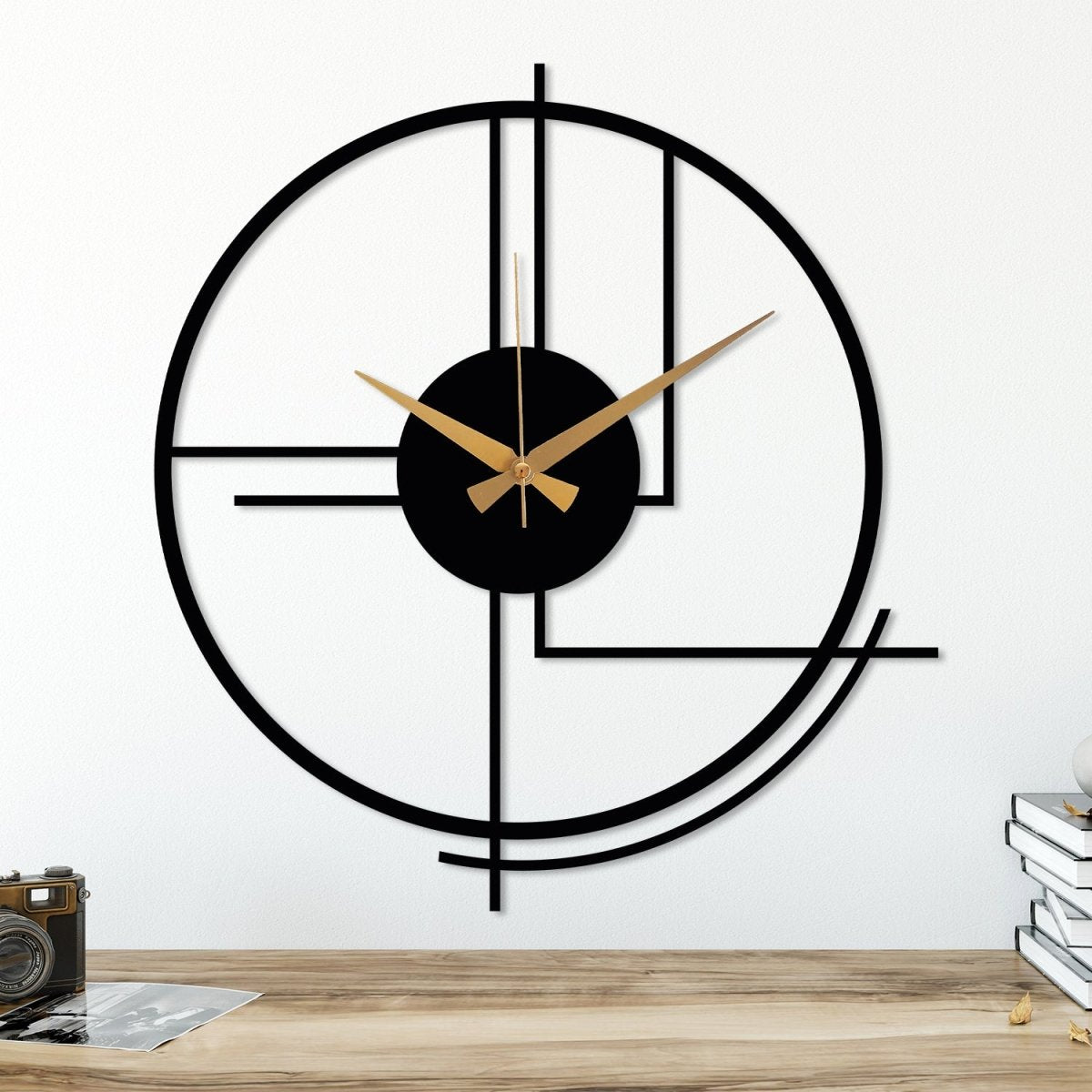 Black Large Minimalist Wall Clock - Image 3