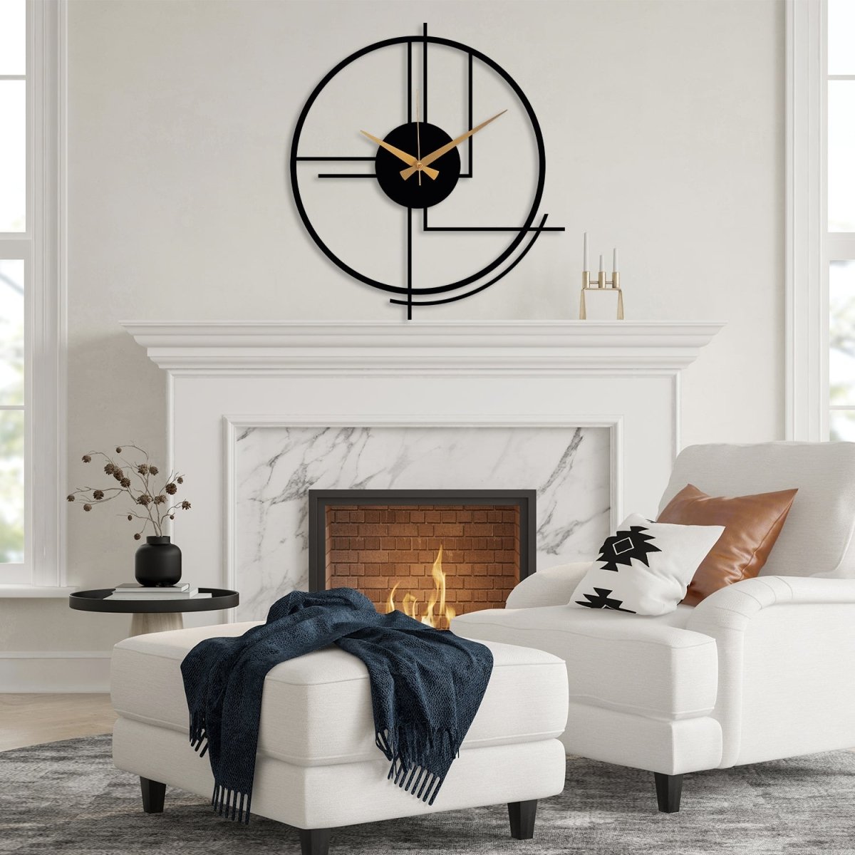 Black Large Minimalist Wall Clock - Image 6
