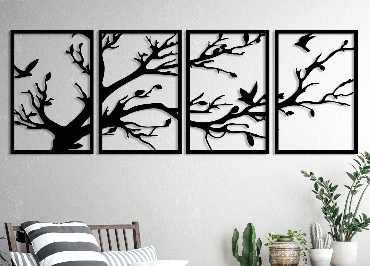 Black Tree Metal Wall Art  (4 Panel) - Image 2