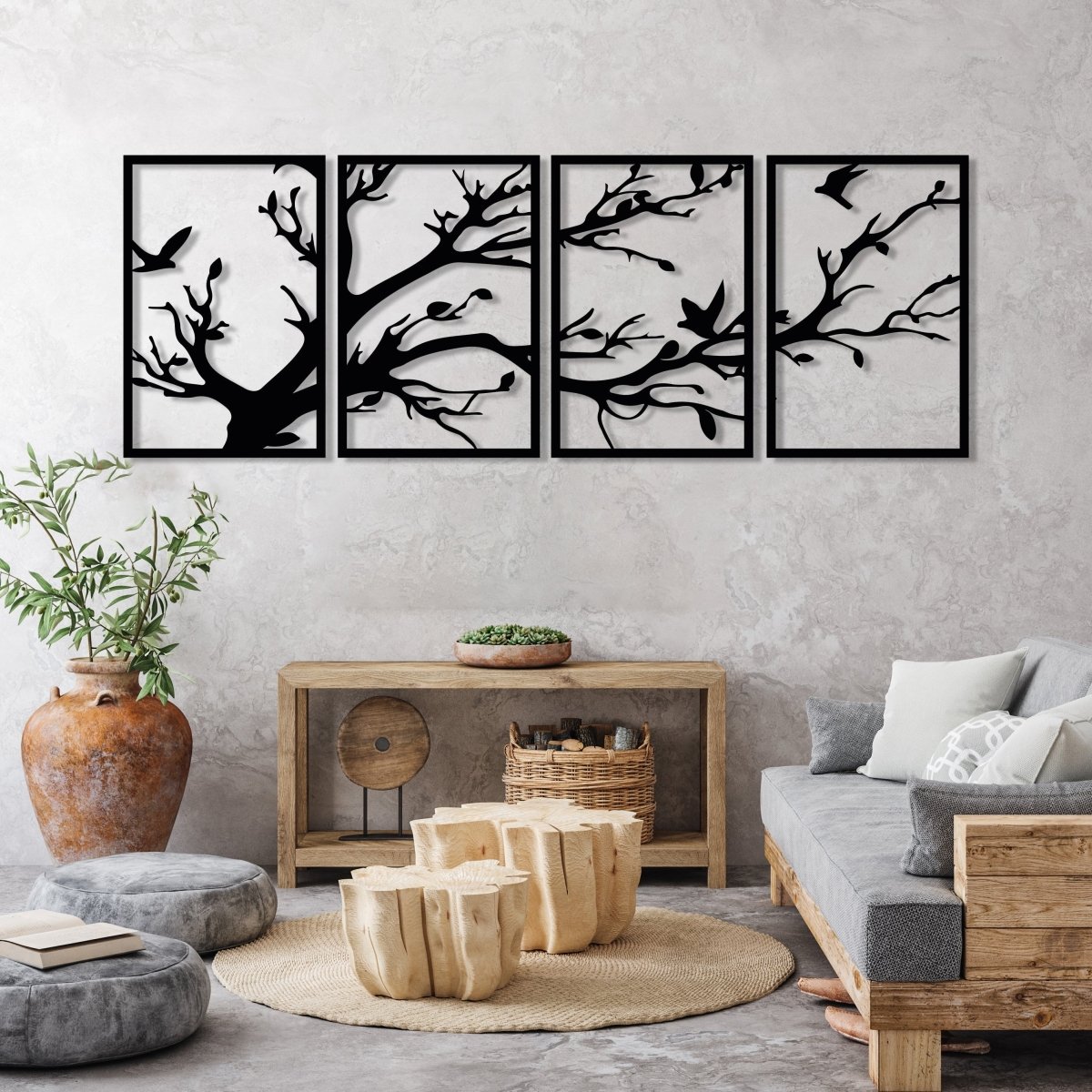 Black Tree Metal Wall Art  (4 Panel) - Image 3