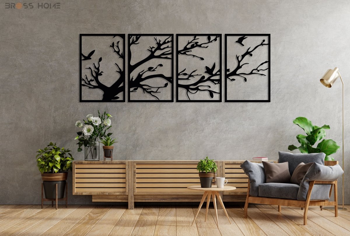 Black Tree Metal Wall Art  (4 Panel) - Image 10