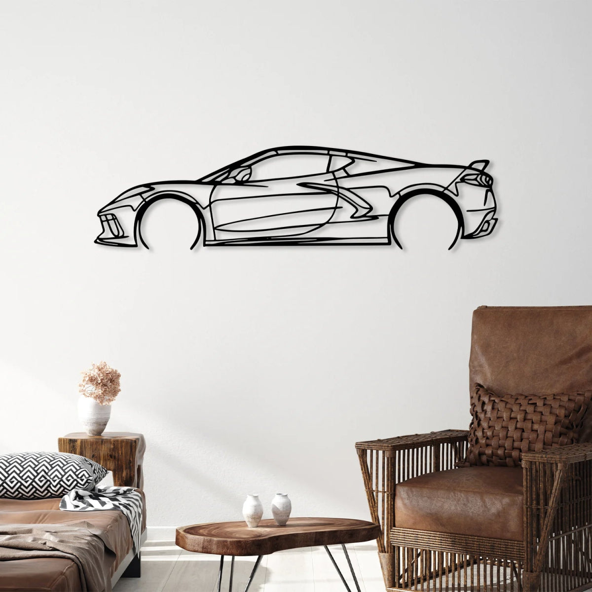 Corvette C8 Metal Car Silhouette Wall Art - Image 3