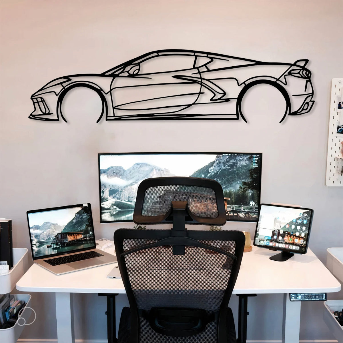 Corvette C8 Metal Car Silhouette Wall Art - Image 2