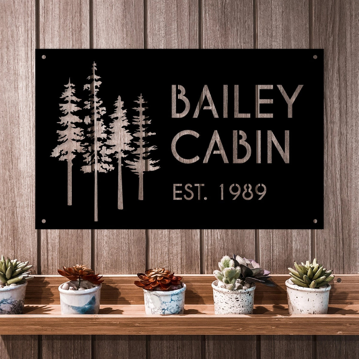 Custom Cabin Metal Sign - Personalized Pine Tree Design Outdoor Decor with Family Name and Year - Image 4