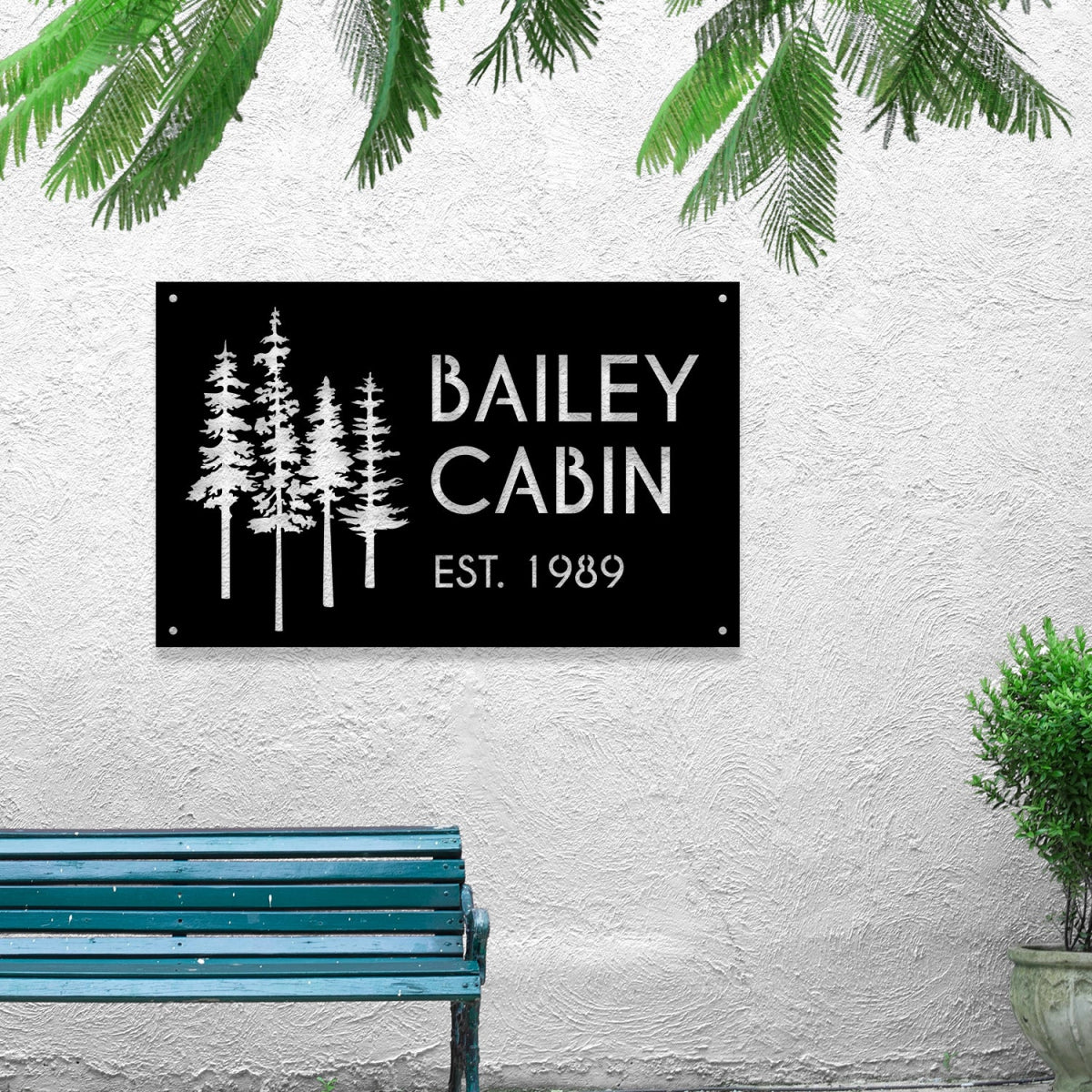 Custom Cabin Metal Sign - Personalized Pine Tree Design Outdoor Decor with Family Name and Year - Image 6