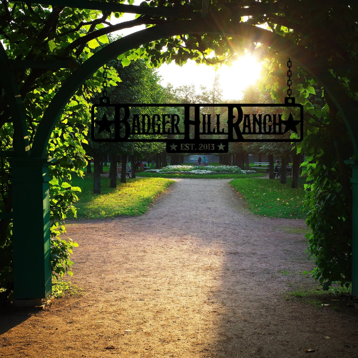 Custom Hanging Ranch Sign - Personalized Metal Outdoor Entrance Plaque with Chains - Image 6
