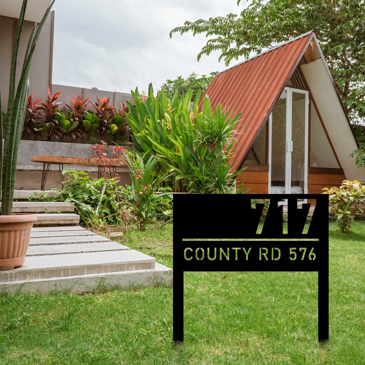 Custom Metal Garden Address Sign Stake - Durable Outdoor House Number Plate - Image 2