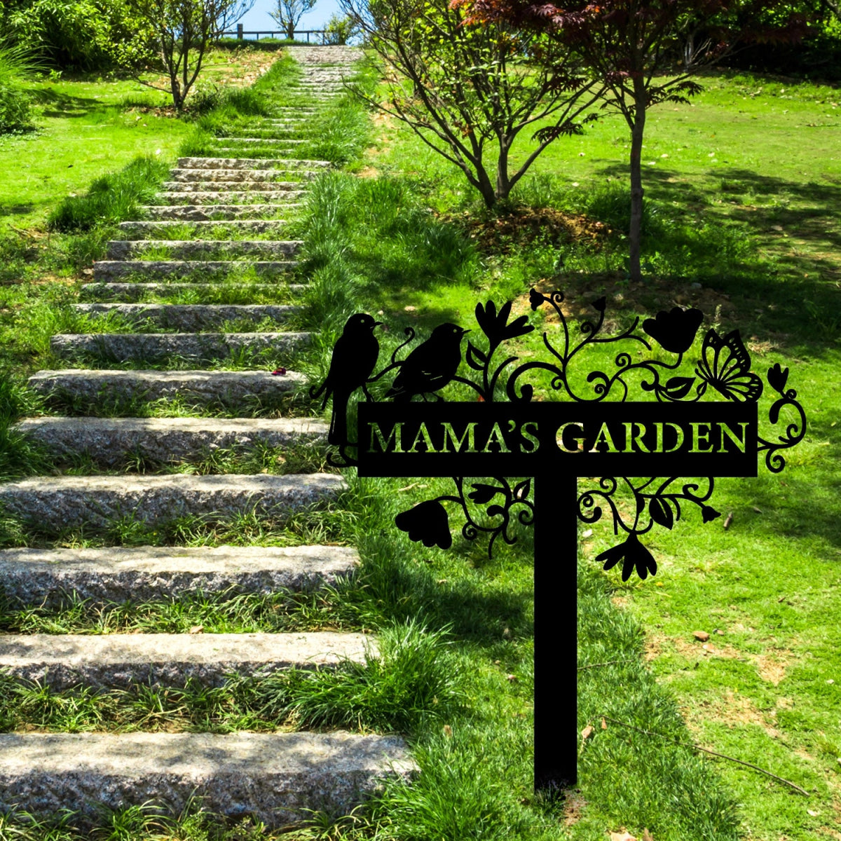 Custom Metal Garden Sign Stake - Ornamental Bird and Floral Design for Outdoor Decoration - Image 6