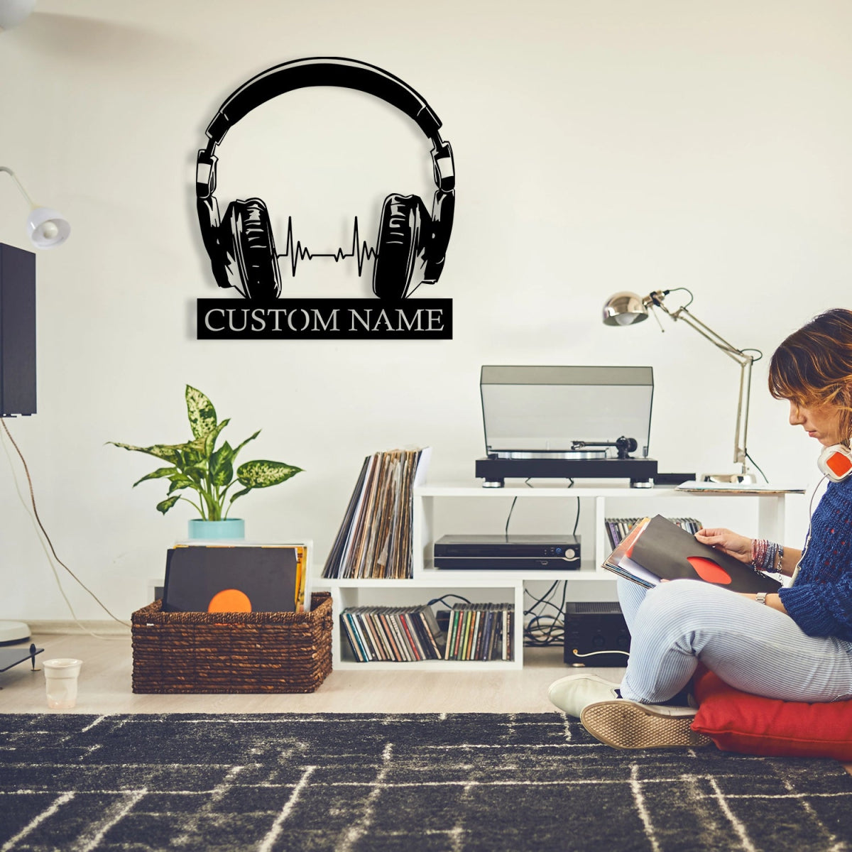 Custom Metal Wall Art Decor - Personalized Headphone Design for Music Lovers with Name Plate - Image 4