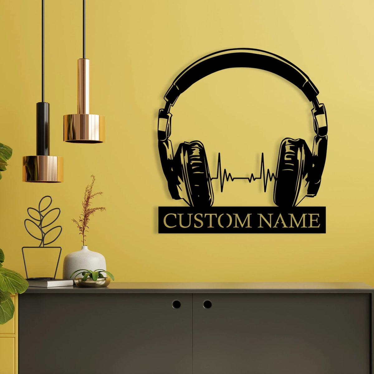 Custom Metal Wall Art Decor - Personalized Headphone Design for Music Lovers with Name Plate - Image 6