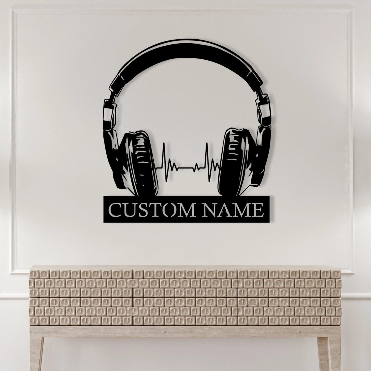 Custom Metal Wall Art Decor - Personalized Headphone Design for Music Lovers with Name Plate - Image 2