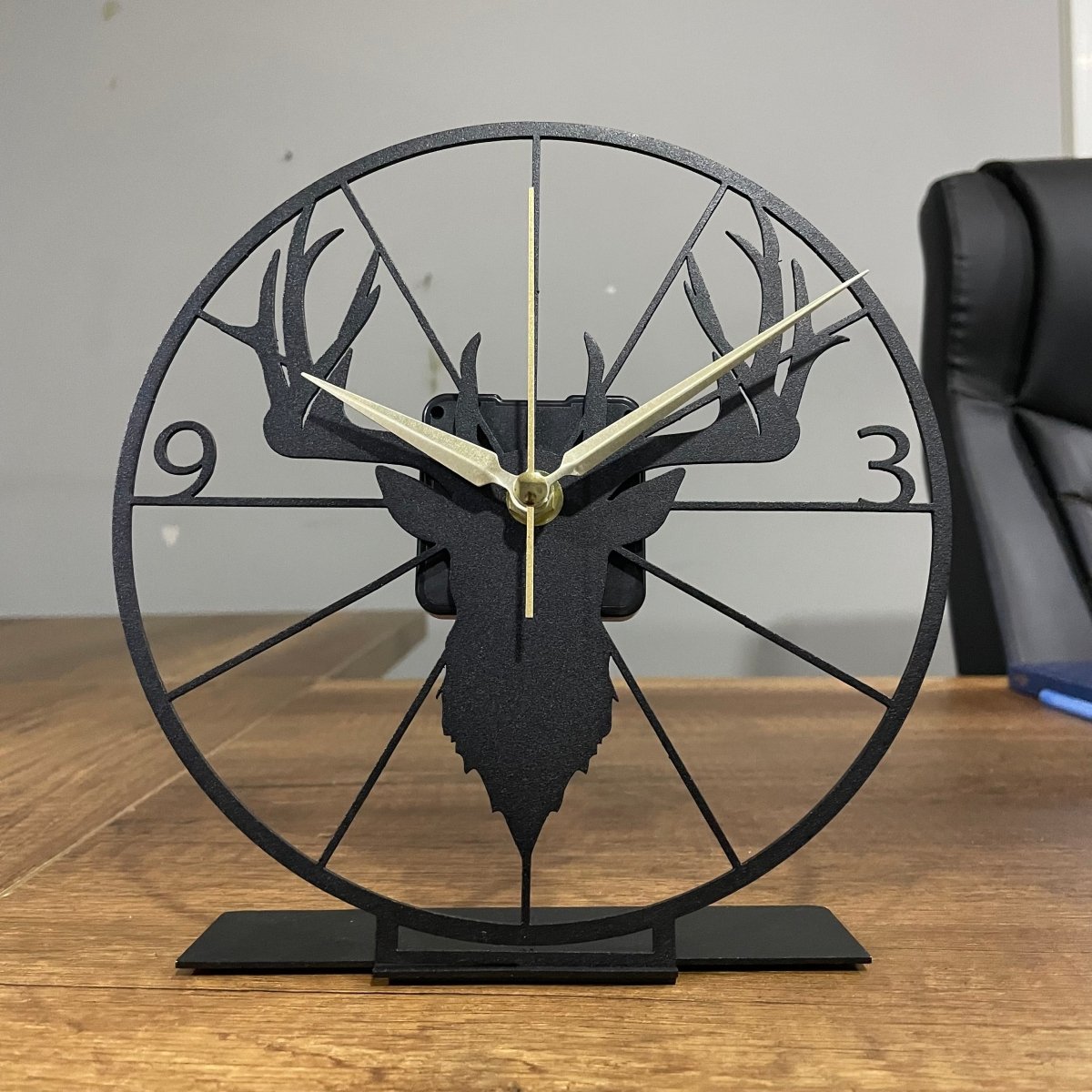 Deer Pattern Modern Black Tabletop Clock - Image 4
