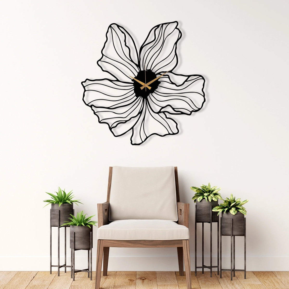 FLOWER SHAPED METAL WALL CLOCK - Image 6