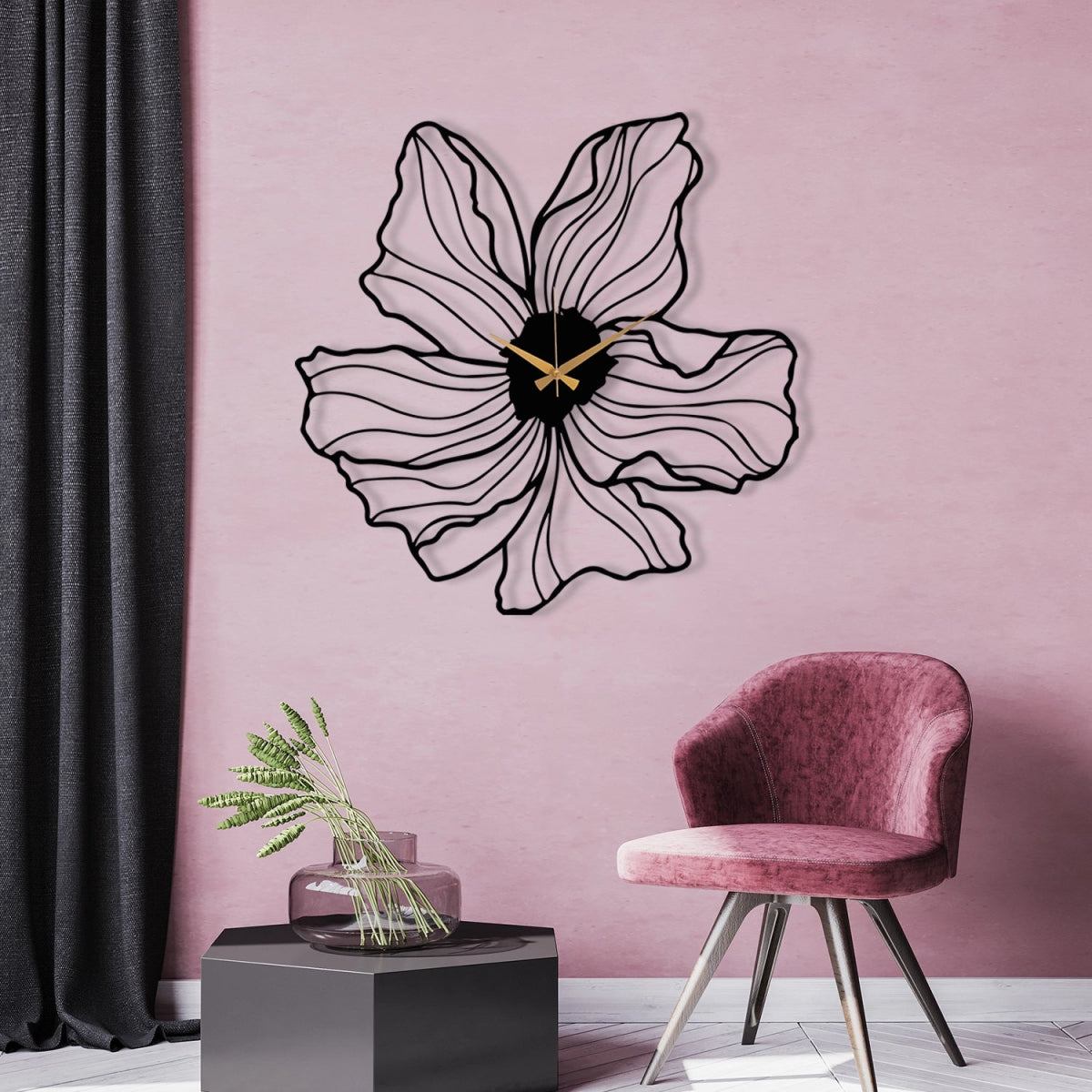 FLOWER SHAPED METAL WALL CLOCK - Image 5