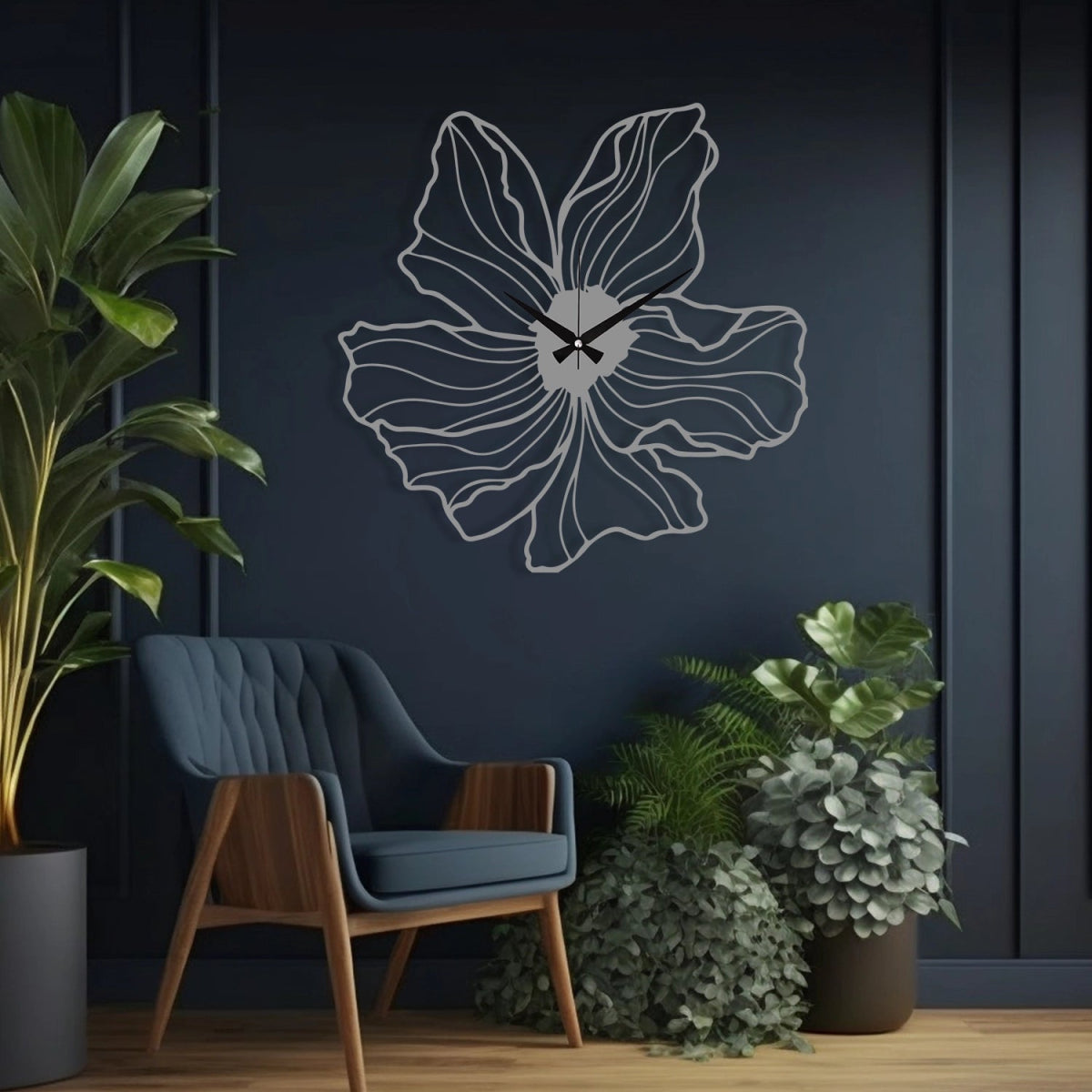 FLOWER SHAPED METAL WALL CLOCK - Image 8