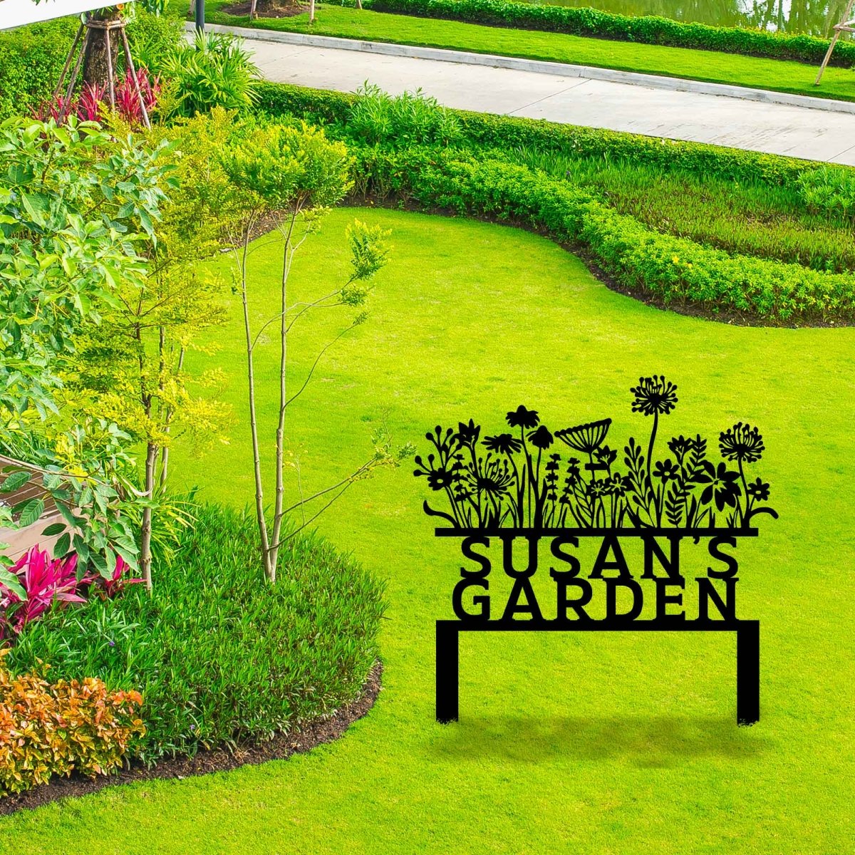 Flowery Custom Stake Metal Garden Sign - Image 6