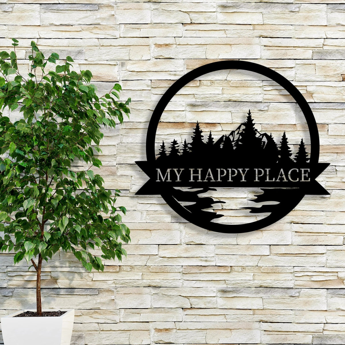 Happy Place Metal Garden Sign Decor - Image 3