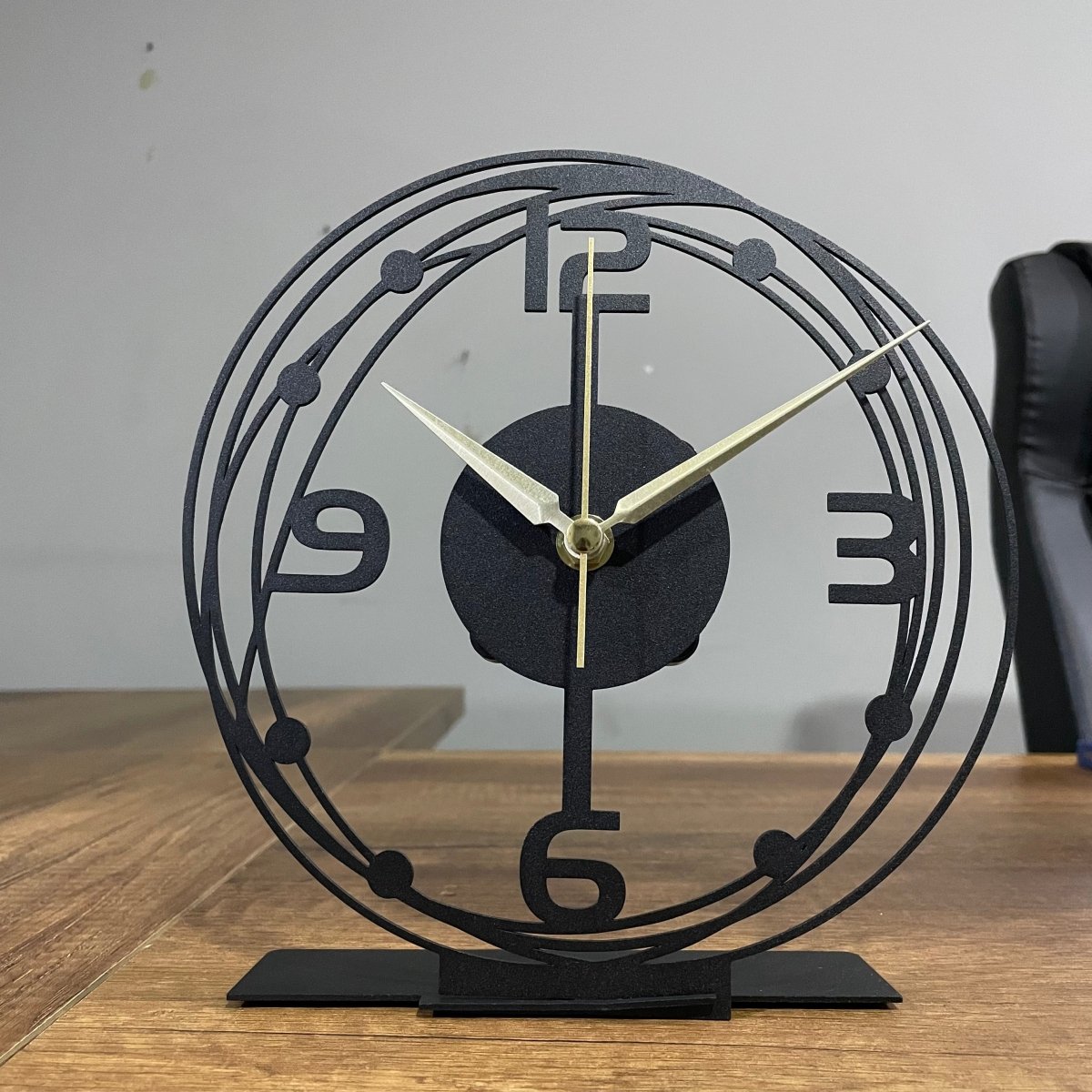 Large Modern Black Table Clock - With Large Hour Hands - Image 2