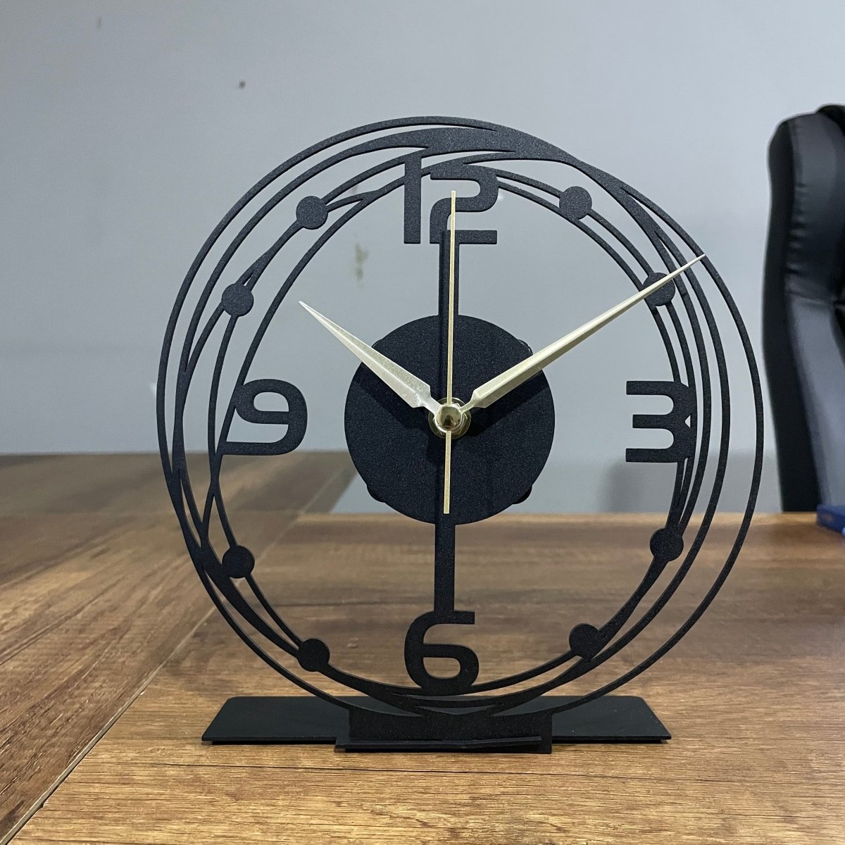 Large Modern Black Table Clock - With Large Hour Hands - Image 3