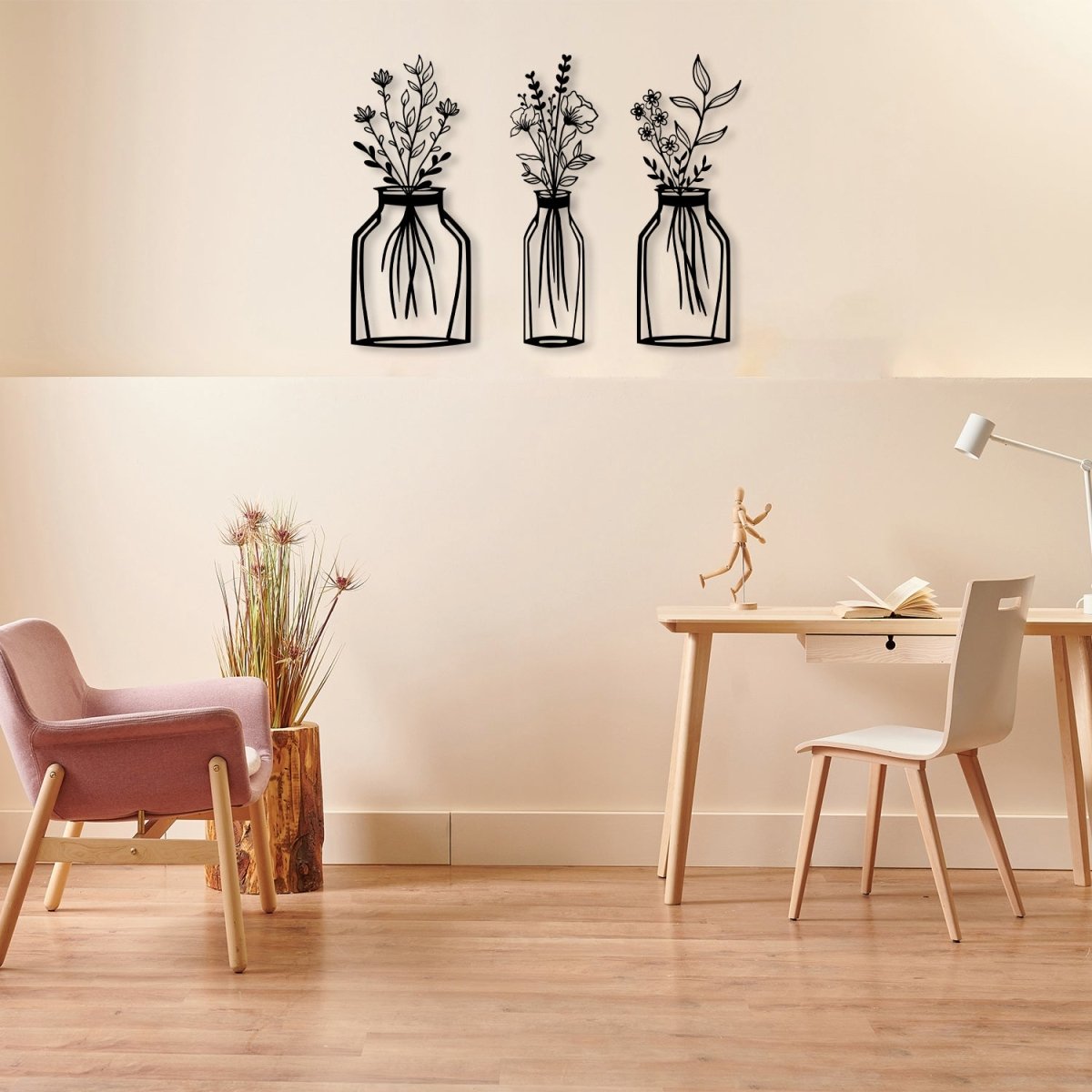 Flower Vase Metal Wall Art (3 pieces) - Image 3