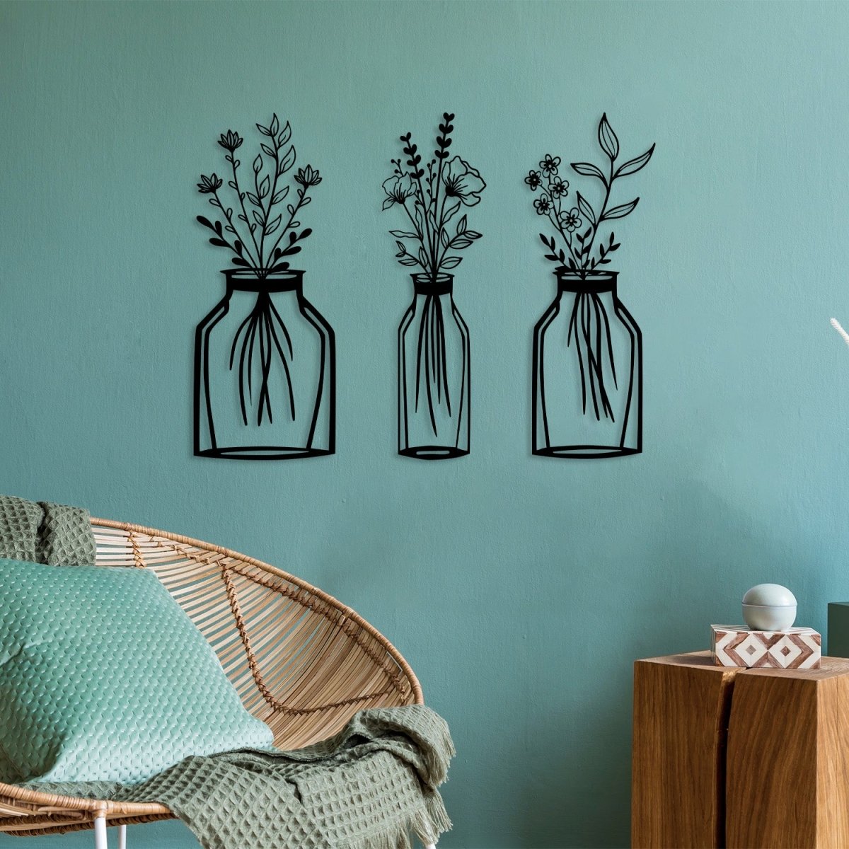 Flower Vase Metal Wall Art (3 pieces) - Image 2