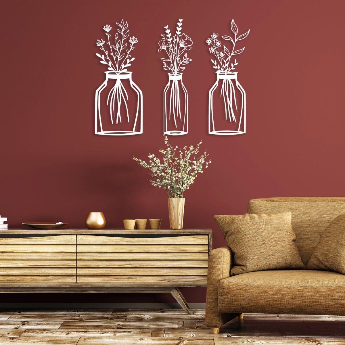 Flower Vase Metal Wall Art (3 pieces) - Image 8