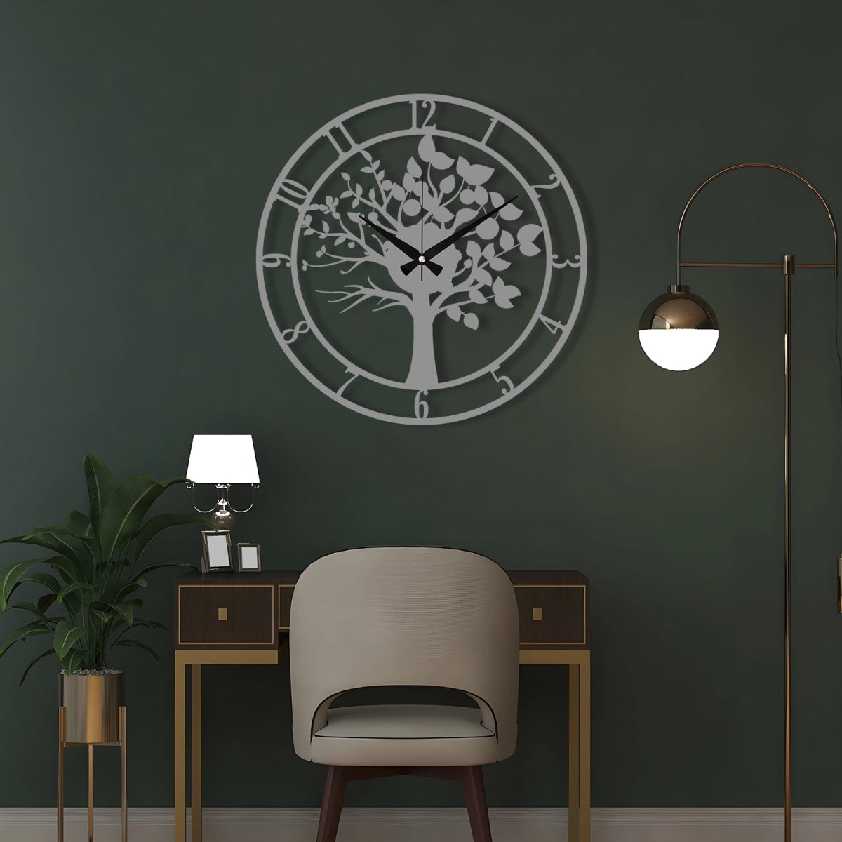 METAL WALL CLOCK WITH TREE DETAIL - Image 8