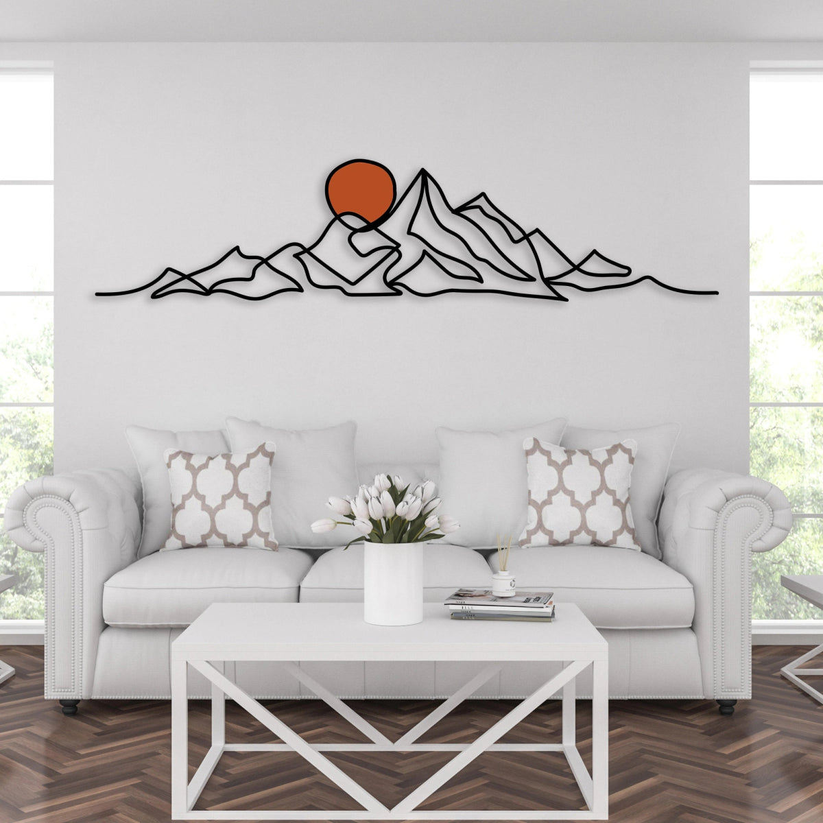 Mountain &Gold Sun Metal Wall Art - Image 4