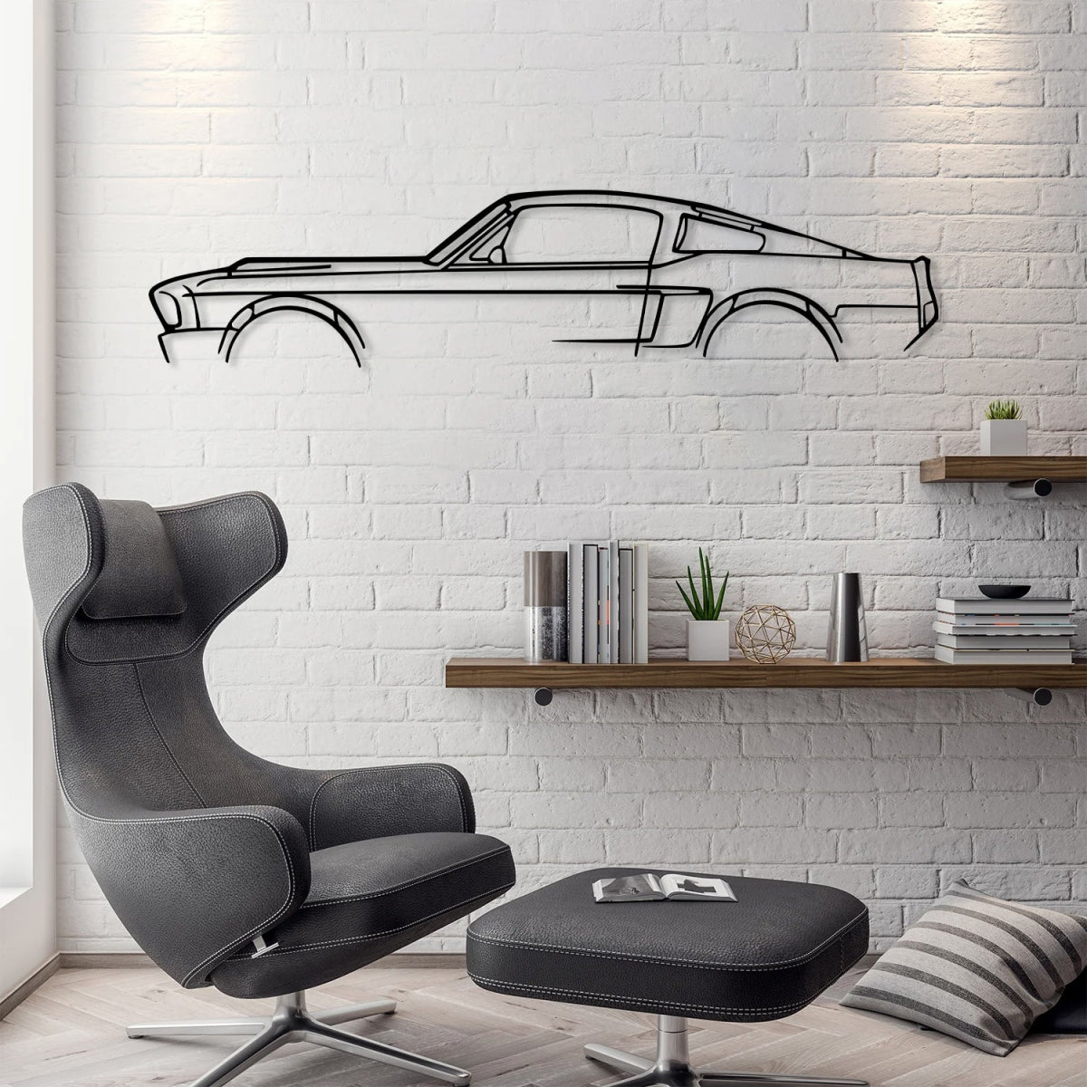 Mustang Car Silhouette Metal Wall Art - Image 2