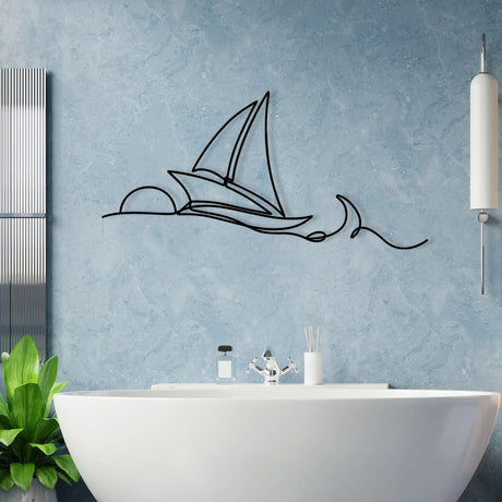 Ocean Waves & Sailboat Metal Wall Art - Image 3