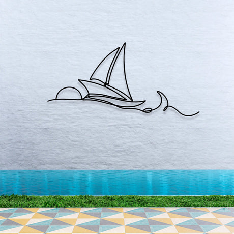 Ocean Waves & Sailboat Metal Wall Art - Image 4
