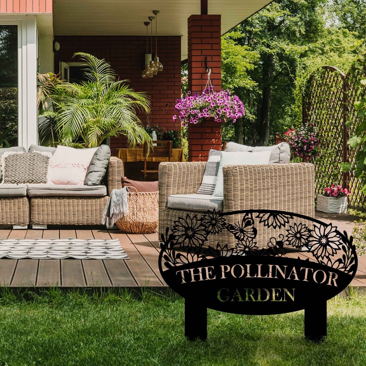 Personalized Garden Sign (Name, Flowers, Butterfly, and Bee) - Image 6