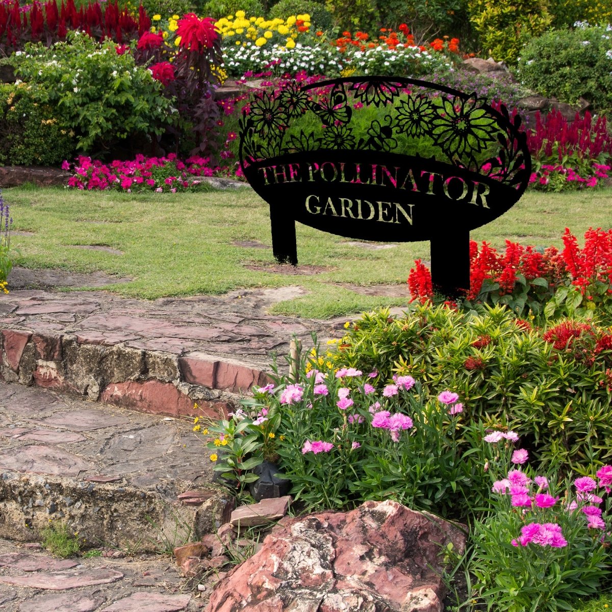 Personalized Garden Sign (Name, Flowers, Butterfly, and Bee) - Image 3