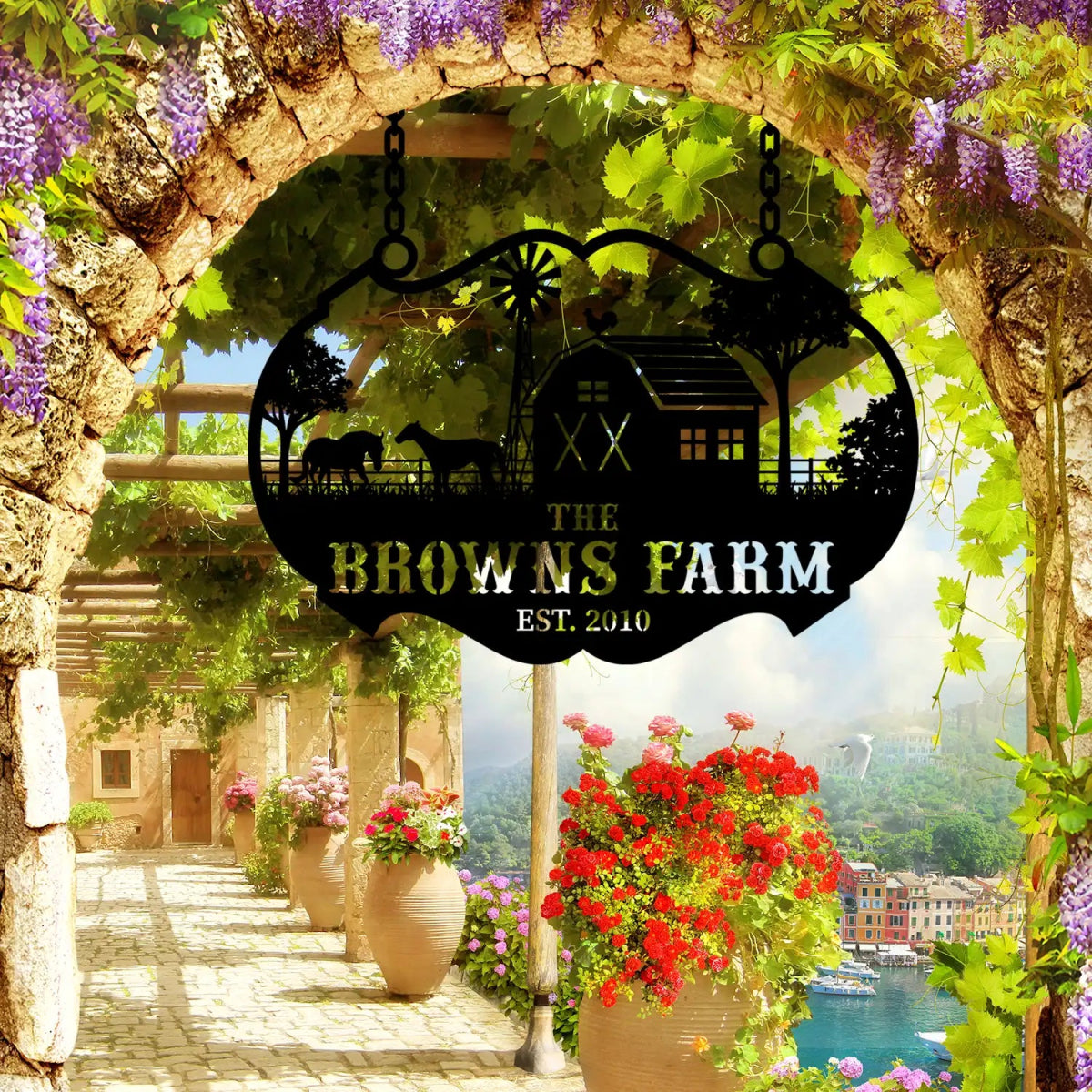 Personalized Metal Farm Sign for The Browns Farm - Image 2