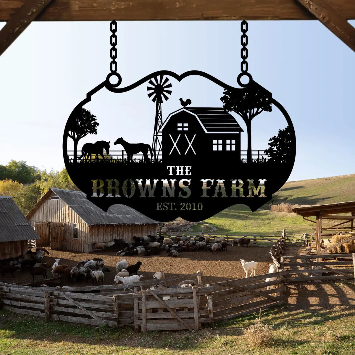 Personalized Metal Farm Sign for The Browns Farm - Image 5