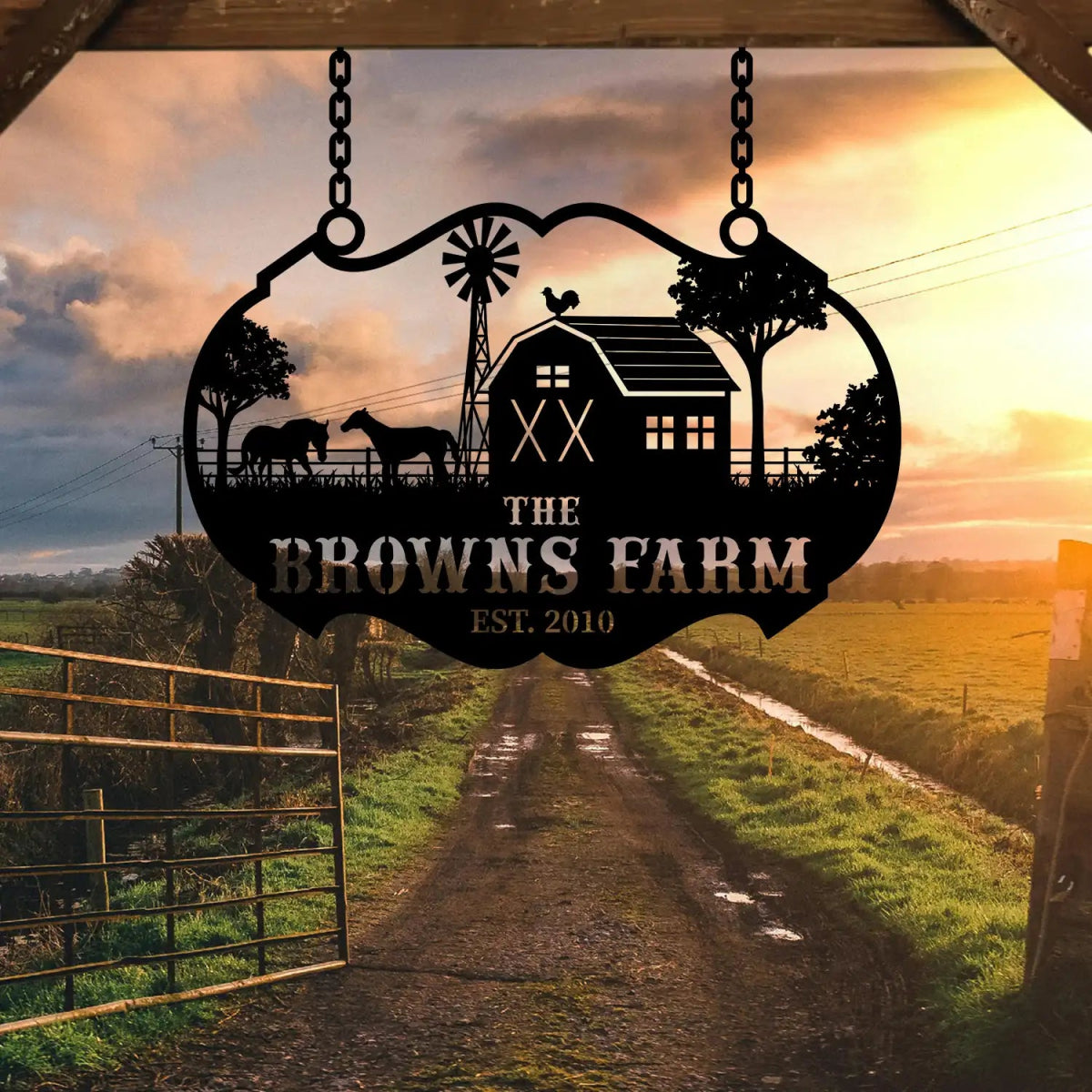 Personalized Metal Farm Sign for The Browns Farm - Image 3