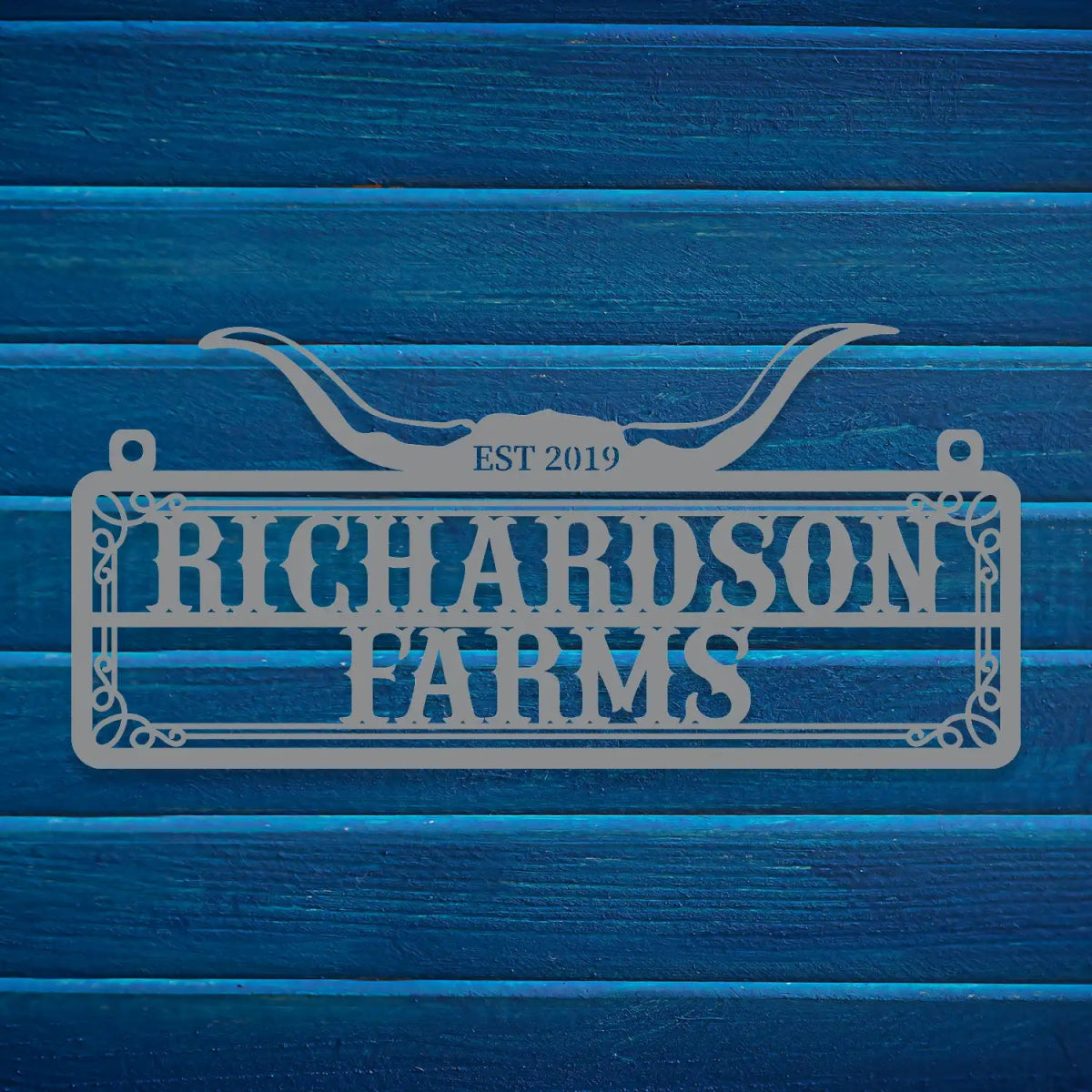 Personalized Metal Farm Sign with Bull Horns - Image 8