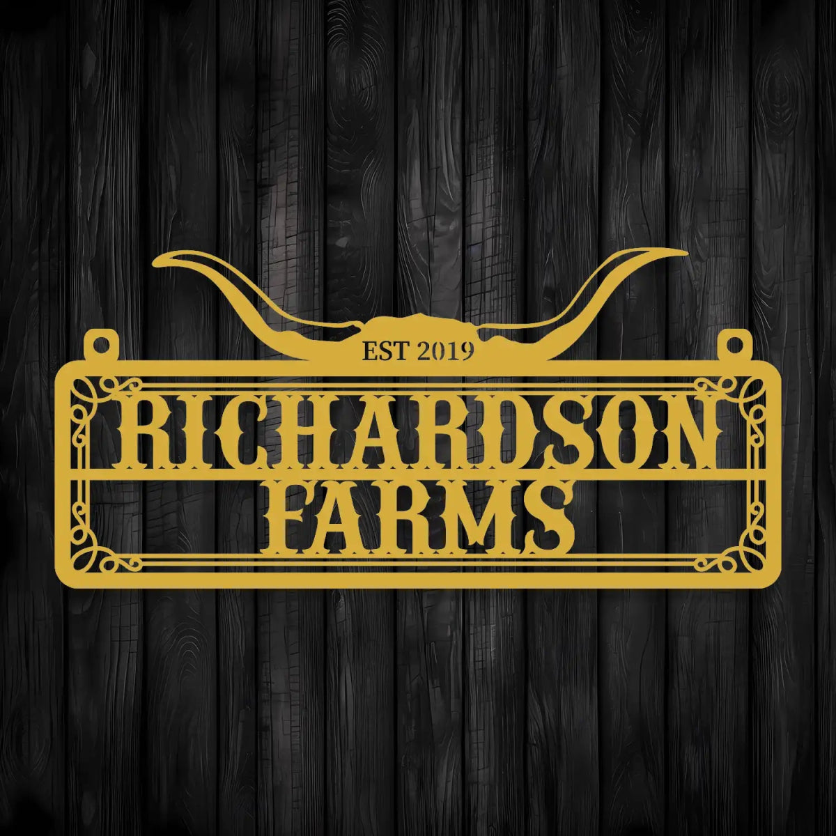Personalized Metal Farm Sign with Bull Horns - Image 7