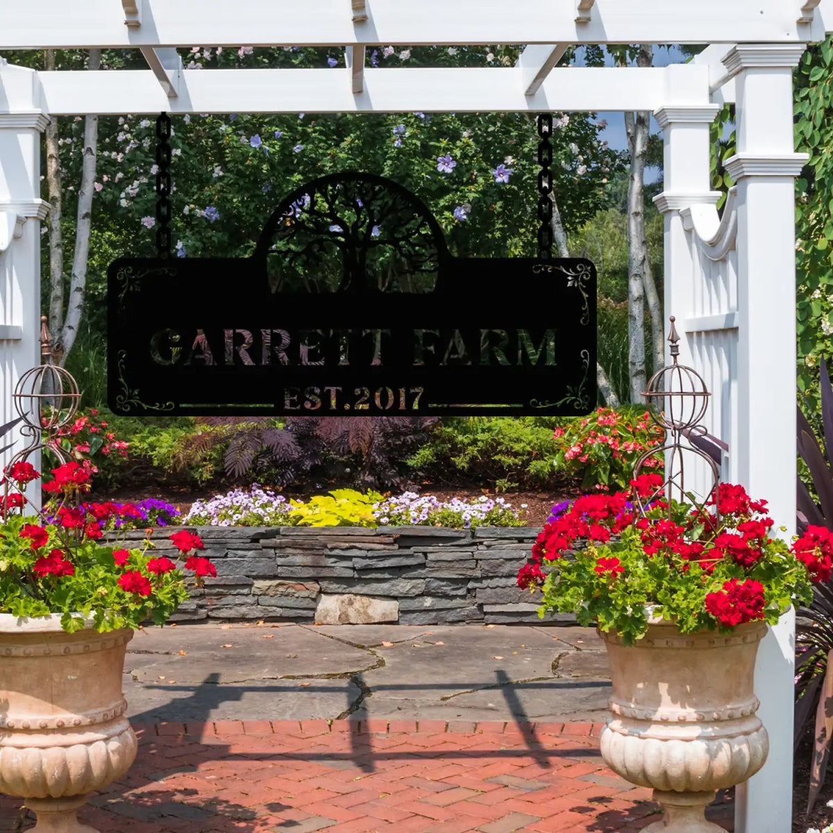 Personalized Metal Farm Sign with Tree and Garrett Farm Name - Image 3