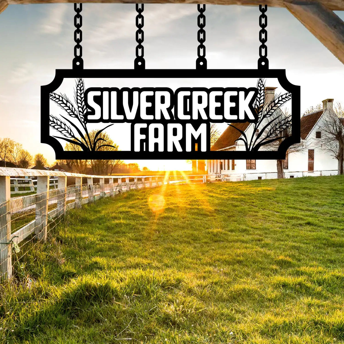 Personalized Metal Farm Sign with Wheat Stalks - Image 5