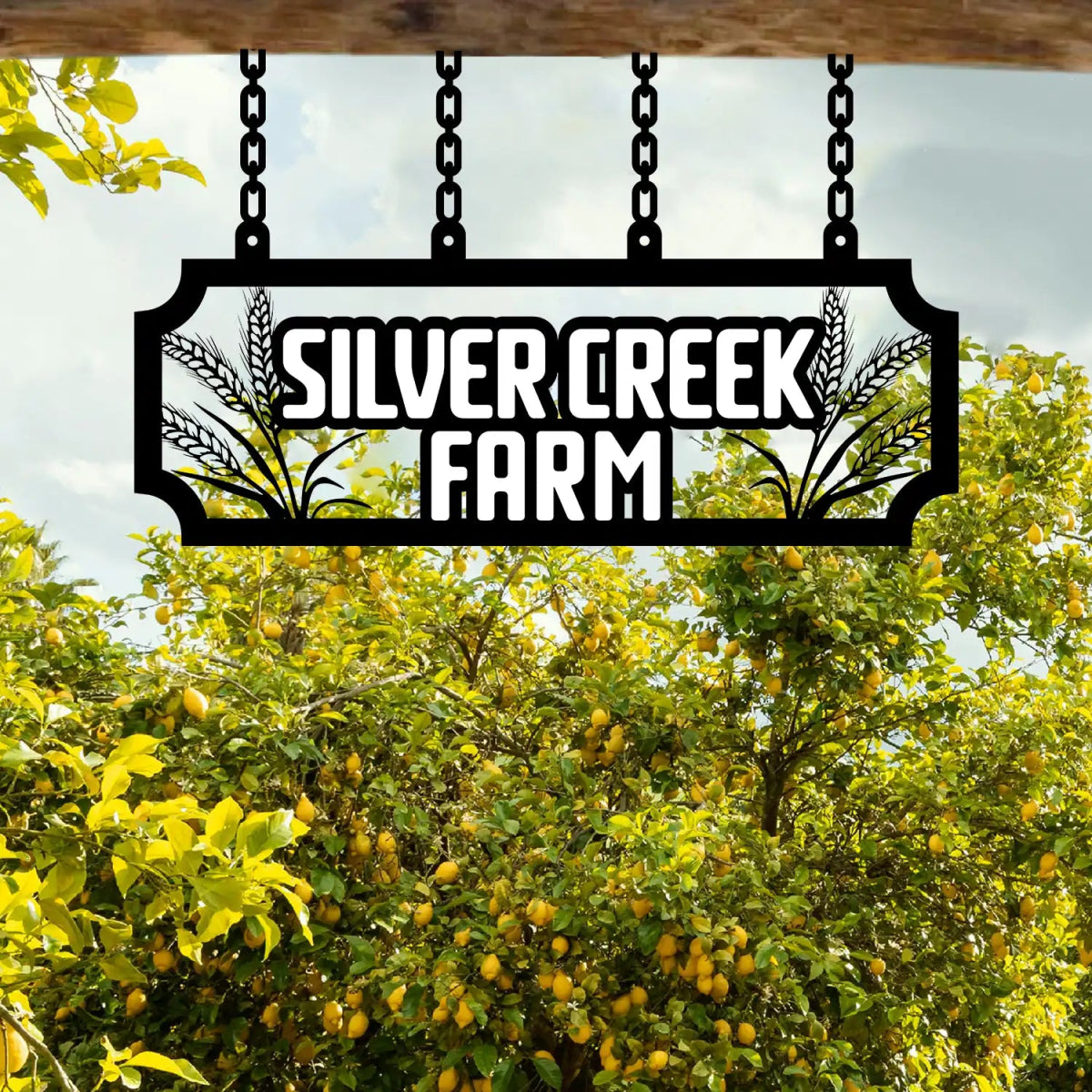 Personalized Metal Farm Sign with Wheat Stalks - Image 6