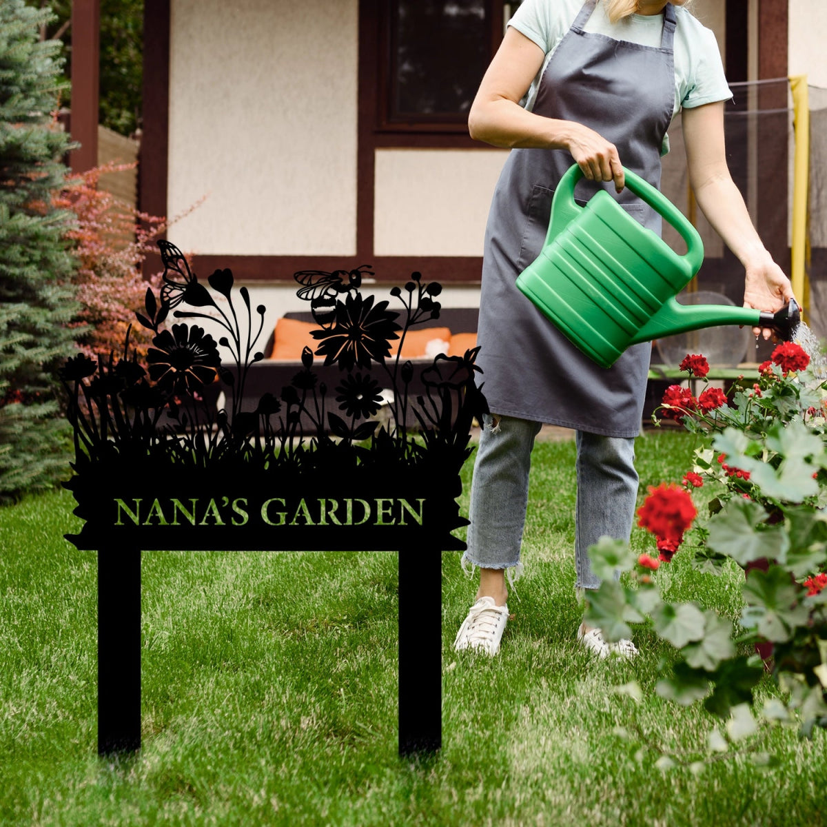 Personalized Metal Garden Stake Sign - Decorative Outdoor Floral Nameplate - Image 3