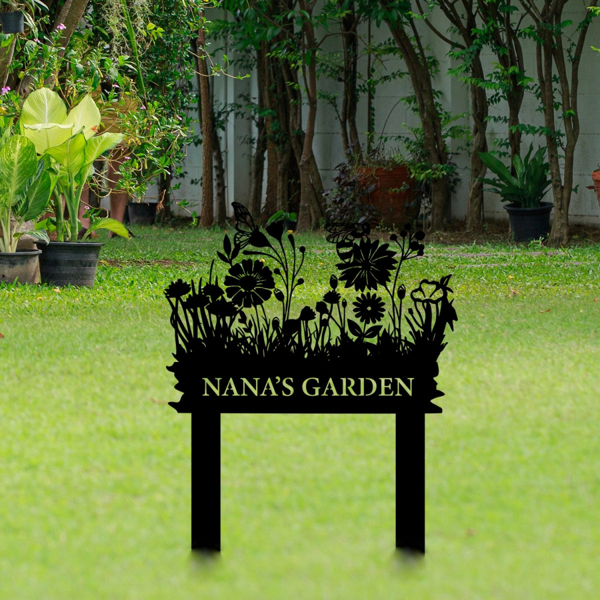 Personalized Metal Garden Stake Sign - Decorative Outdoor Floral Nameplate - Image 2