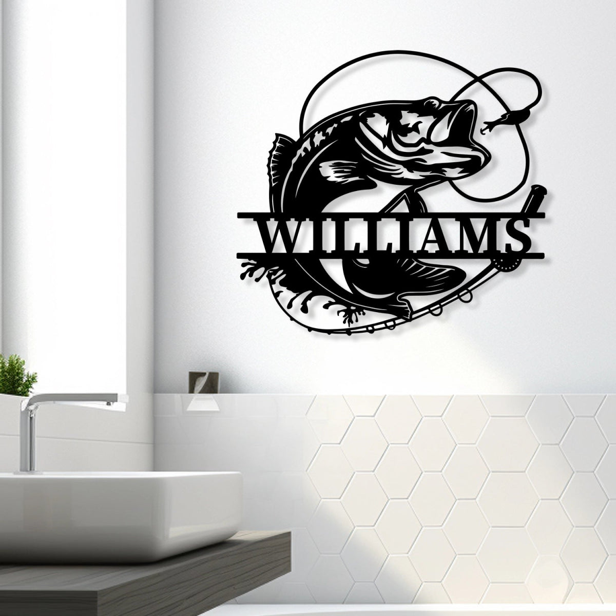 Personalized Metal Wall Art Decor - Fishing Theme Outdoor Garden Sign with Custom Name - Image 3