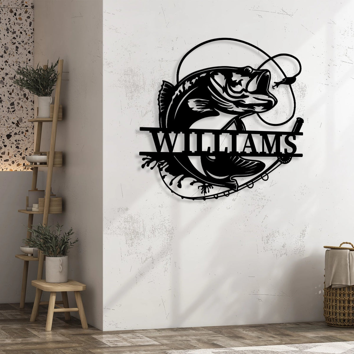 Personalized Metal Wall Art Decor - Fishing Theme Outdoor Garden Sign with Custom Name - Image 4